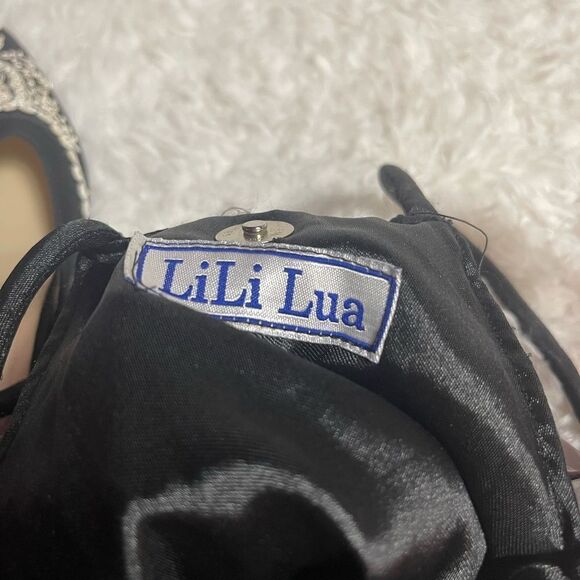 Lili Lua Vintage black satin bag cover with tortoises shells black beads accent - Picture 9 of 11